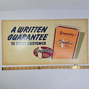 Dairland Milk Foods 1955 Vintage Advertising Sign Cardboard Vancouver BC